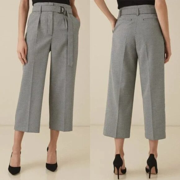 Reiss Mollie Belted Culottes Houndstooth Pants - Picture 1 of 8